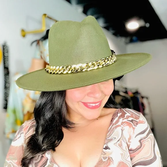 Cosmo Fedora Hat: Olive hat_1-1_copy_1.jpg main image 2